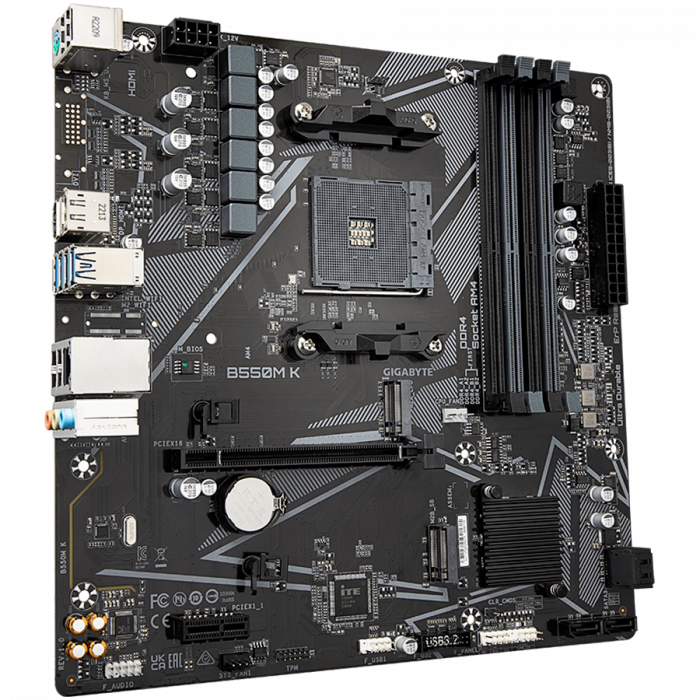 GIGABYTE MB B550 4 x DDR4 PCIe 3.0 2 x M.2 4 x SATA 1 x DisplayPort 1 x HDMI port Micro ATX [2]