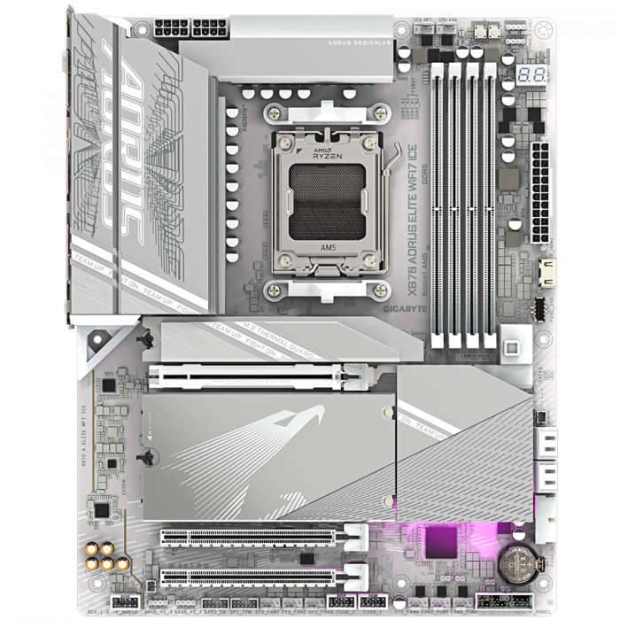 GIGABYTE MB X870 AORUS ELITE WIFI7 ICE (AM5, 4x DDR5 256GB, 1x PCI-E 5.0 x16x16, 1x PCI-E 4.0 x16x4, 1x PCI-E 3.0 x16x2, 3x M.2 PCIe 5.0 & 1x M.2 PCIe 4.0, 4x SATA, 2x USB4 Type-C. 6x USB 3.2, 4x USB  [2]