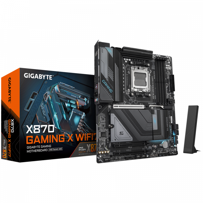 GIGABYTE MB X870 GAMING X WIFI7 (AM5, 4x DDR5 256GB, 1x PCIe 5.0 x16x16, 2x PCIe 3.0 x16x1, 1x M.2 PCIe 5.0, 2x M.2 PCIe 4.0, 4x SATA, 2x USB4 Type-C, 1x USB 3.2 Gen2, 3x USB 3.2 Gen1, 4x USB 2.0, 1x  [1]
