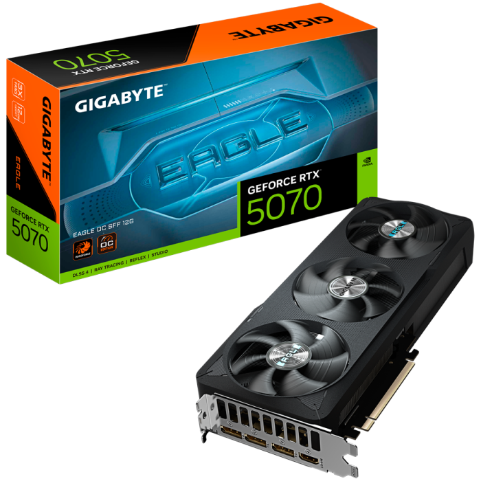 GIGABYTE Video Card NVIDIA GeForce RTX 5070 EAGLE OC SFF 12G (12GB GDDR7/192bit, PCI-E 5.0, Recommended PSU 750W, 16Pin Power connector, 3x DP, 1x HDMI) [1]