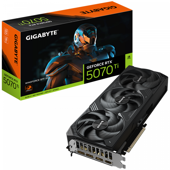 GIGABYTE Video Card NVIDIA GeForce RTX 5070 Ti WINDFORCE SFF 16G (16GB GDDR7/256bit, PCI-E 5.0, Recommended PSU 750W, 3xDP, 1xHDMI) [1]