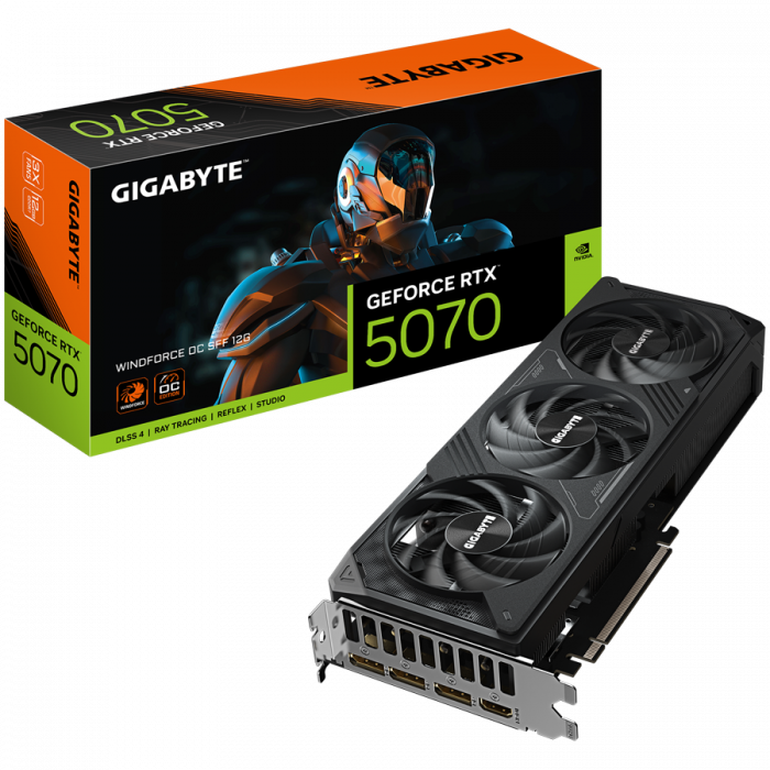 GIGABYTE Video Card NVIDIA GeForce RTX 5070 WINDFORCE OC SFF 12G (12GB GDDR7/192bit, PCI-E 5.0, Recommended PSU 750W, 16Pin Power connector, 3x DP, 1x HDMI) Black [1]