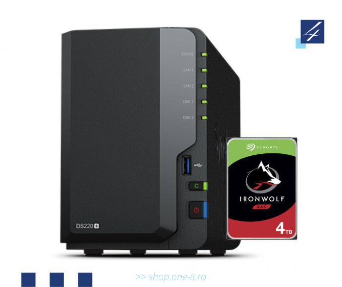 Pachet premium de stocare si backup: Statie de back-up Synology DS220+ cu 2 x HDD 4 TB [2]