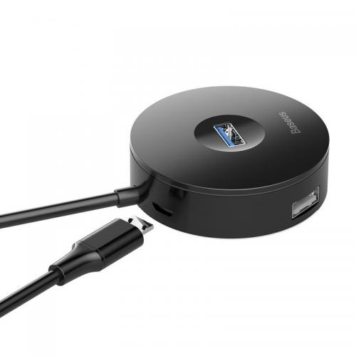 HUB extern Baseus Round Box, porturi USB: USB 3.0 x 1 + USB 2.0 x 3, conectare prin USB 3.0, lungime 1 m, negru, \\"CAHUB-U01\\" (include TV 0.8lei) [2]