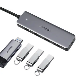 HUB extern Ugreen, \\"CM219\\" porturi USB: USB 3.0 x 4, conectare prin USB, material ABS, port micro USB 5V, lungime 15 cm, LED, gri, \\"50985\\" (include TV 0.8lei) - 6957303859856 [2]