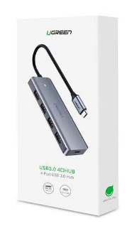 HUB extern Ugreen, \\"CM219\\" porturi USB: USB 3.0 x 4, conectare prin USB, material ABS, port micro USB 5V, lungime 15 cm, LED, gri, \\"50985\\" (include TV 0.8lei) - 6957303859856 [4]
