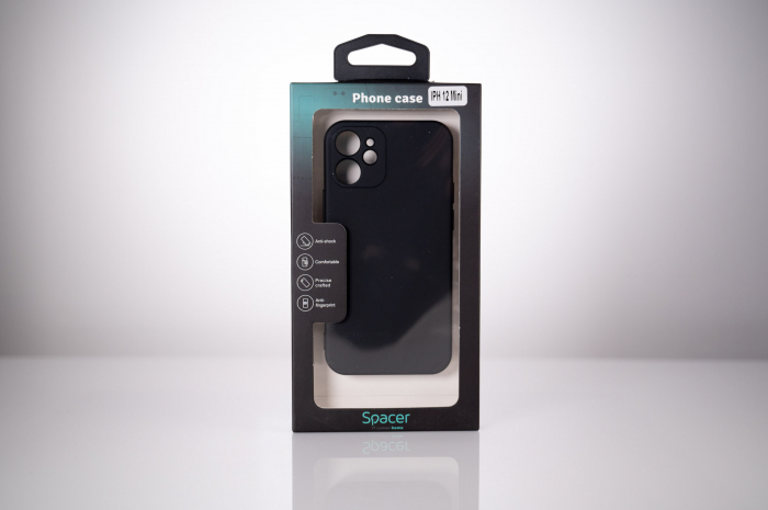 HUSA SMARTPHONE Spacer pentru Iphone 12 Mini, grosime 2mm, material flexibil silicon + interior cu microfibra, negru \\"SPPC-AP-IP12M-SLK\\" [5]