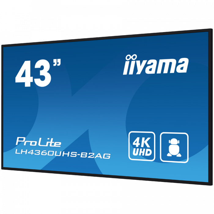 IIYAMA LFD LH4360UHS-B2AG 42.5" VA 3840 x 2160 @60Hz 500 cd/m² 5000:1 8.5ms Android 11 OS, iiSignage², FailOver, EShare landscape, portrait 3y [3]