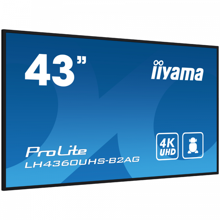 IIYAMA LFD LH4360UHS-B2AG 42.5" VA 3840 x 2160 @60Hz 500 cd/m² 5000:1 8.5ms Android 11 OS, iiSignage², FailOver, EShare landscape, portrait 3y [2]