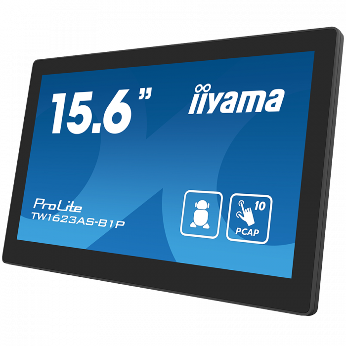 IIYAMA Monitor Android 24/7 TW1623AS-B1P 15.6” Full HD PCAP 10pt touch screen with POE 1920 x 1080 16:9 450 cd/m² 30ms projective capacitive Android 13 BT [2]