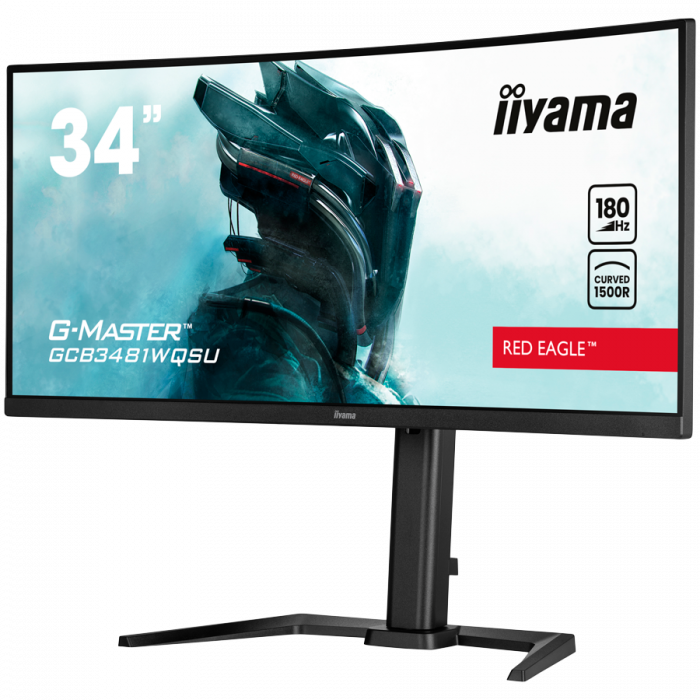 IIYAMA Monitor GCB3481WQSU-B1 Gaming 34" VA Curved 3440 x 1440 @180Hz 21:9 420 cd/m² 4000:1 0.4ms 2xHDMI USB Hub height, tilt [2]