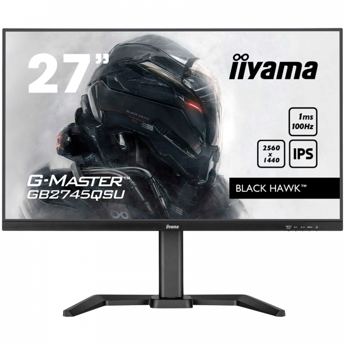 IIYAMA Monitor LED GB2745QSU-B2 27" IPS 2560 x 1440 100Hz 250cd 1300:1 1ms HDMI DP USB HUB Tilt HAS [1]