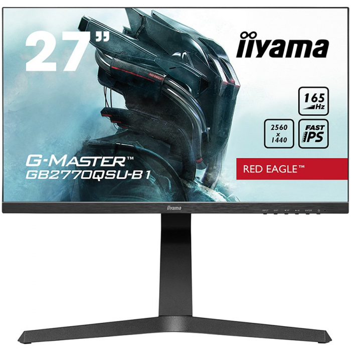 IIYAMA Monitor LED GB2770QSU-B6 27" Fast IPS Gaming 2560 x 1440 @180Hz 400 cd/m² 1200:1 0.2ms HDMI DP 4xUSB 3.2 swivel, tilt, pivot (rotation both sides) [1]