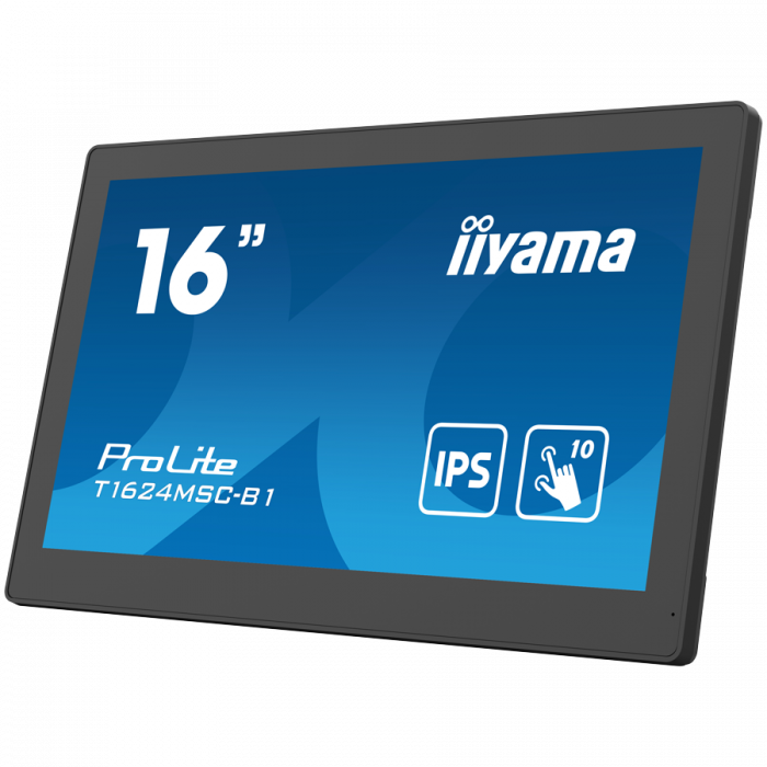 IIYAMA Monitor LED T1624MSC-B1 15.6” Full HD PCAP 10pt touchscreen monitor with IPS panel technology, integrated media player and a hinged stand on the back [2]