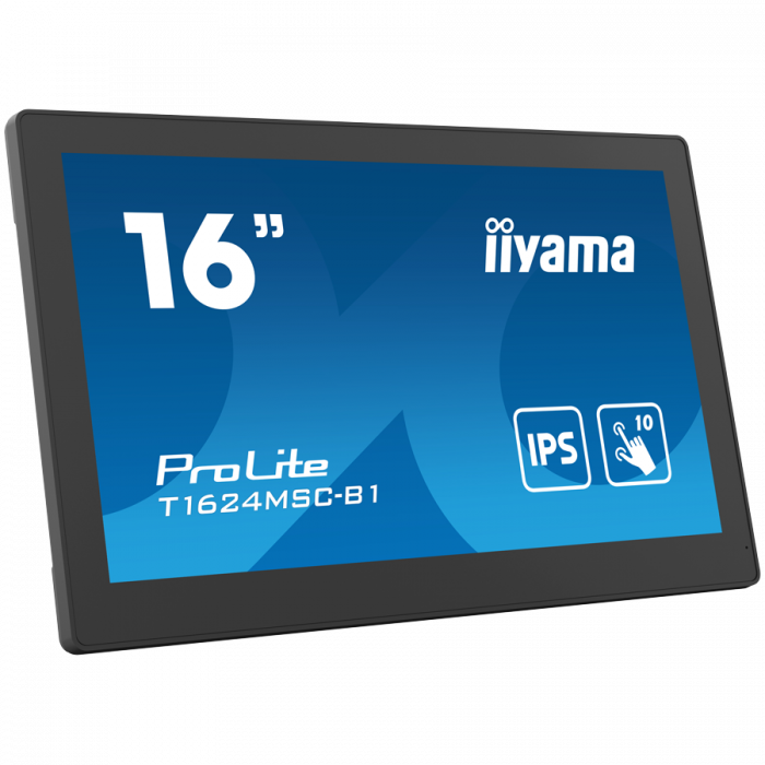 IIYAMA Monitor LED T1624MSC-B1 15.6” Full HD PCAP 10pt touchscreen monitor with IPS panel technology, integrated media player and a hinged stand on the back [3]