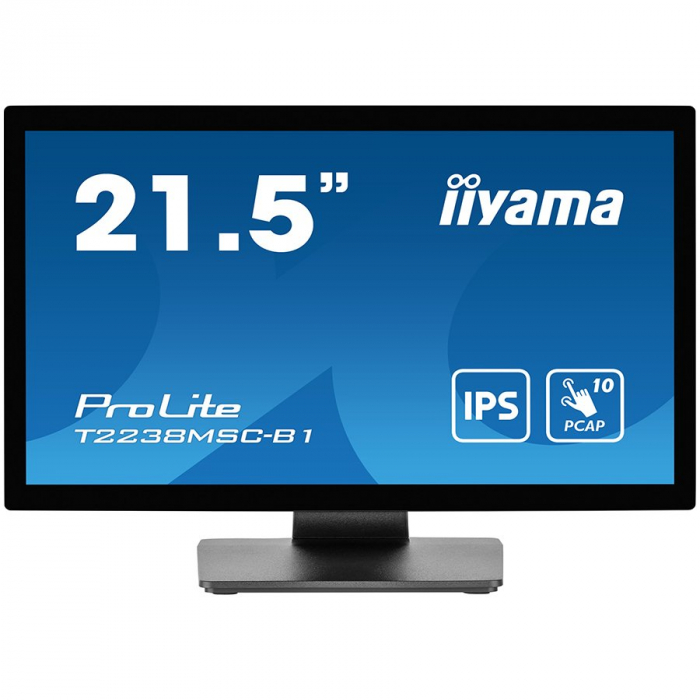 IIYAMA Monitor LED T2238MSC-B1 21.5” 10pt Optical Bonded PCAP touchscreen IPS 1920 x 1080 600 cd/m² 5ms stylus, finger, glove Optical bonding PCAP, metal housing, anti fingerprint coating, water proof [1]