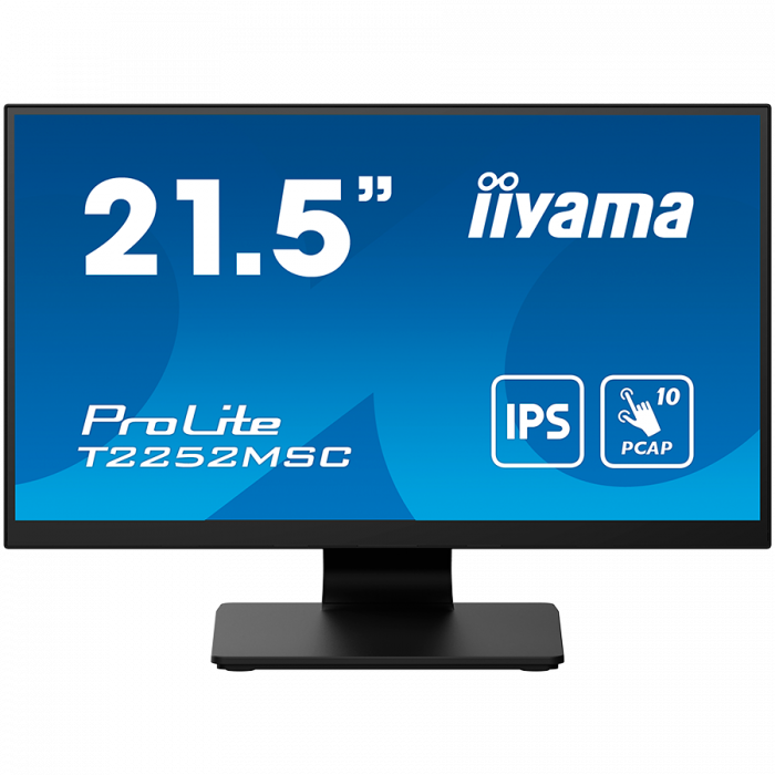 IIYAMA Monitor LED T2252MSC-B2 21.5" IPS TOUCH Capacitive 1920 x 1080, 250 cd/m², 1000:1, 5ms, Touch points 10, Touch method stylus, finger, glove, Touch interface USB, HDMI x1, DisplayPort x1, Speake [1]