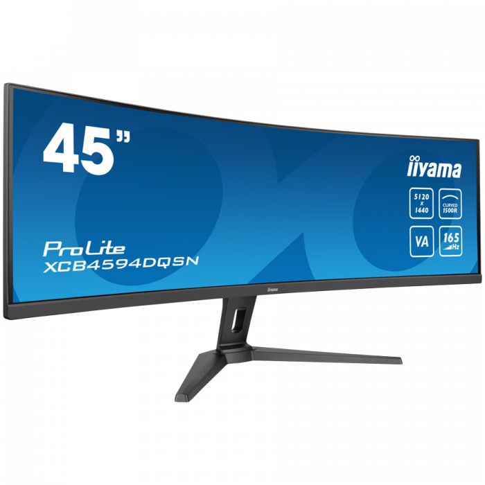IIYAMA Monitor LED XCB4594DQSN-B1 45’’ Dual QHD VA panel with KVM switch, USB-C 90W dock and RJ45 5120 x 1440 @165Hz 32:9 450 cd/m² 3000:1 0.8ms height, tilt HDMI DP USB-C RJ45 Hub [2]