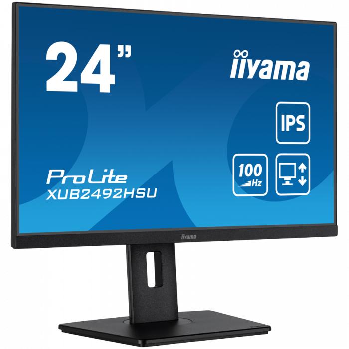 IIYAMA Monitor LED XUB2492HSU-B6 24” IPS 1920 x 1080 @100Hz 250 cd/m² 1300:1 0.4ms HDMI DP USBx4 height, swivel, tilt, pivot (rotation both sides) [2]