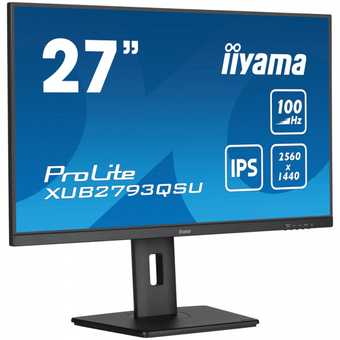 IIYAMA Monitor LED XUB2793QSU-B7 27" IPS 2560 x 1440 @100Hz 300 cd/m² 1300:1 1ms HDMI DP USB Hub 3.2 height, swivel, tilt, pivot (rotation both sides) [2]