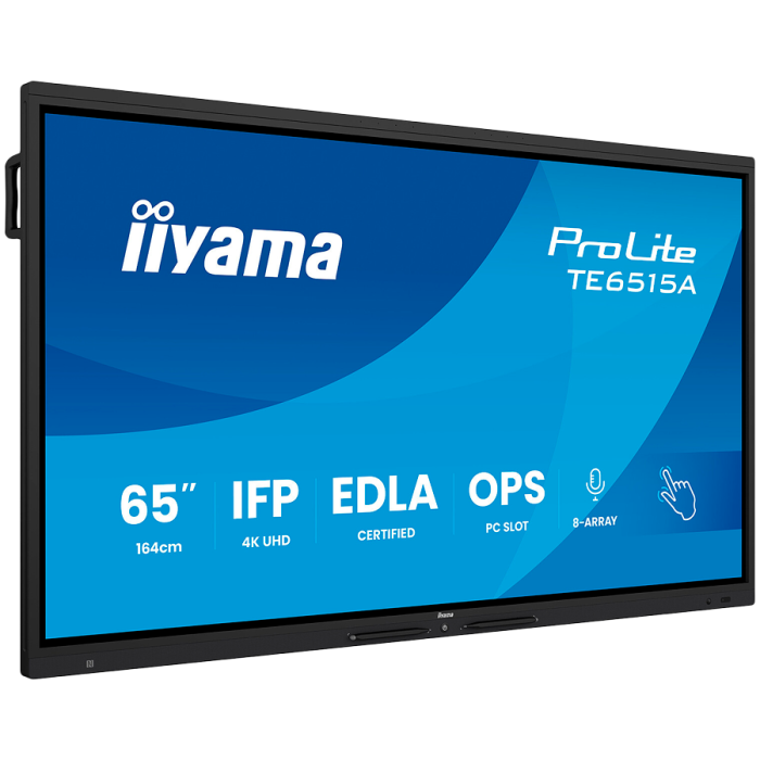 Iiyama ProLite TE6515A-B1AG - 65" Diagonal Class (64.5" viewable) LED-backlit LCD display interactive digital signage with touchscreen (multi touch) / 8-microphone array / optional slot-in PC capabili [2]