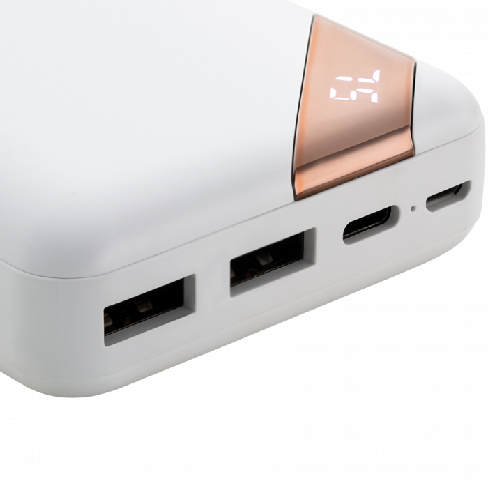 CANYON PB-202, Power bank 20000mAh Li-poly battery, Input 5V/2A, Output 5V/2.1A(Max), with Smart IC and power display, White, USB cable length 0.25m, 137*67*25mm, 0.360Kg [3]