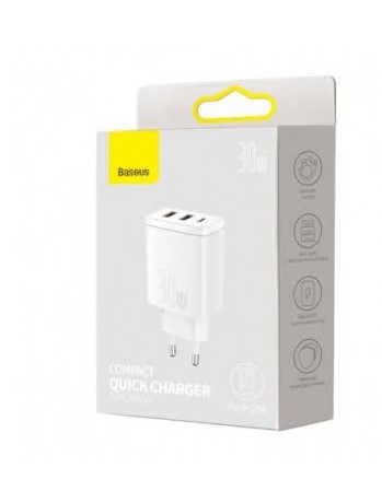 INCARCATOR retea Baseus Compact, Quick Charge 30W, 2 x USB 5V/3A, 1 x USB Type-C 5V/3A, alb \\"CCXJ-E02\\" (include timbru verde 0.75 lei) - 6953156207301 [5]