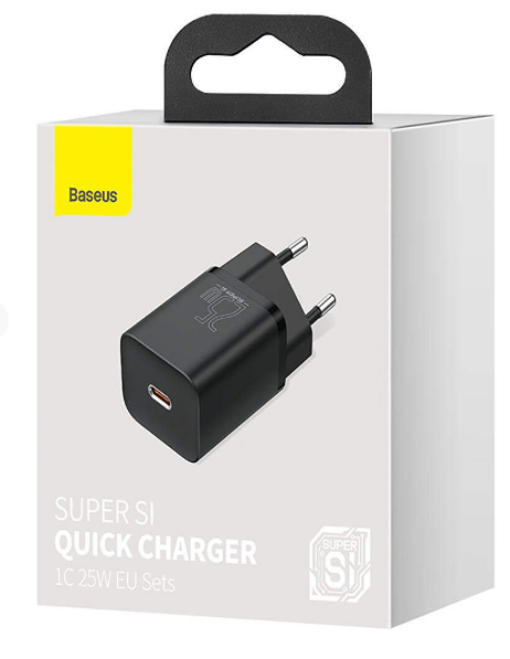INCARCATOR retea Baseus Super Si, Quick Charge 25W, 1 x USB Type-C 5V/3A, negru \\"CCSP020101\\" (include timbru verde 0.75 lei) - 6932172603724 [2]