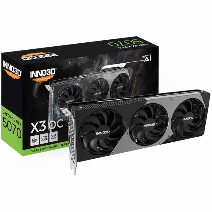 INNO3D NVIDIA RTX 5070 X3 OC 12GB GDDR7 192bit, 2542MHz / 28Gbps, 3x DP, 1x HDMI, 3 fans 2 slot [1]