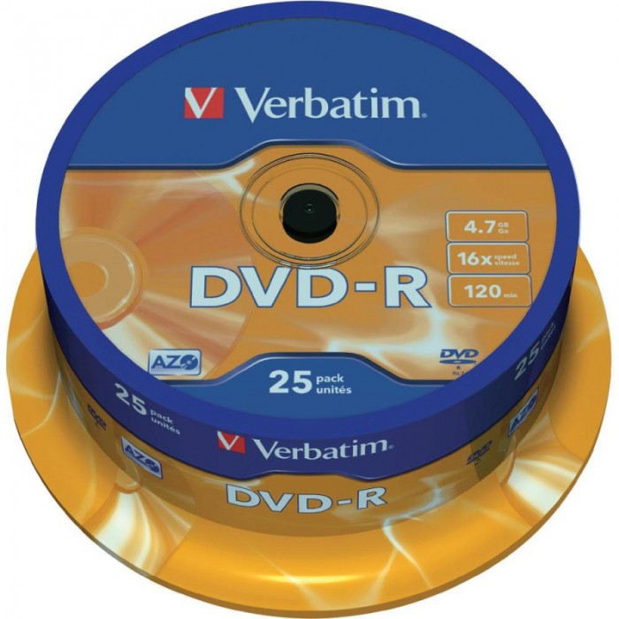 DVD-R Verbatim SL 16X 4.7GB 25PK SPINDLE MATT SILVER  [1]