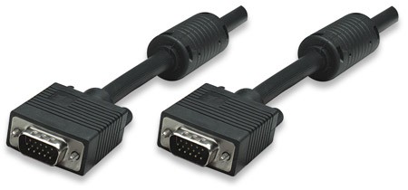 Cablu  SVGA, with Ferrite, HD15-Male/HD15-Male, 15.0m, Black, Polybag  [1]