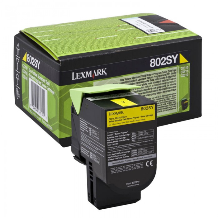 Toner Original pentru Lexmark Yellow 802SY, compatibil CX310/410/510, 2000pag  [1]