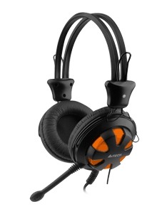 Casti stereo cu microfon pe fir A4Tech Comfortfit HS-28-3, Orange/Black, clasice cu fir, jack 3.5mm, sensibilitate 105dB±3dB, control volum pe casca [1]