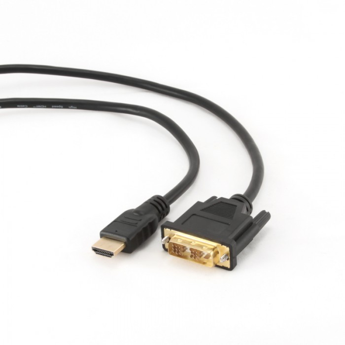 Cablu de date HDMI-DVI tata-tata, conectori auriti, lungime cablu: 1.8m, bulk, Negru, GEMBIRD  [1]