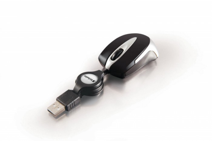 MOUSE Verbatim "Go Mini Optical Travel Mouse" cablu retractabil black & silver  [1]