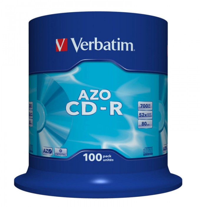 CD-R Verbatim CRYSTAL AZO 52X 700MB 100PK SPINDLE DATALIFEPLUS  [1]