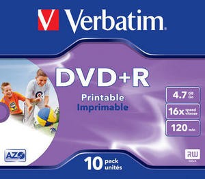 DVD+R Verbatim SL 16X 4.7GB JC WIDE INKJET PRINTABLE ID BRANDED  [1]