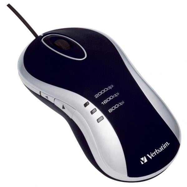 MOUSE Verbatim "Laser Desktop Mouse" 800/1600/2000 DPI black & silver  [1]