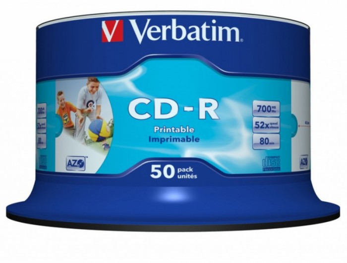 CD-R Verbatim AZO 52X 700MB 50PK SPINDLE WIDE PRINTABLE ID BRANDED  [1]