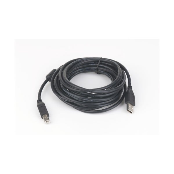 Cablu de date USB2.0 A tata la USB B tata, calitate premium, conectori auriti si miez ferita, lungime cablu: 5m, bulk, Negru, GEMBIRD  [1]