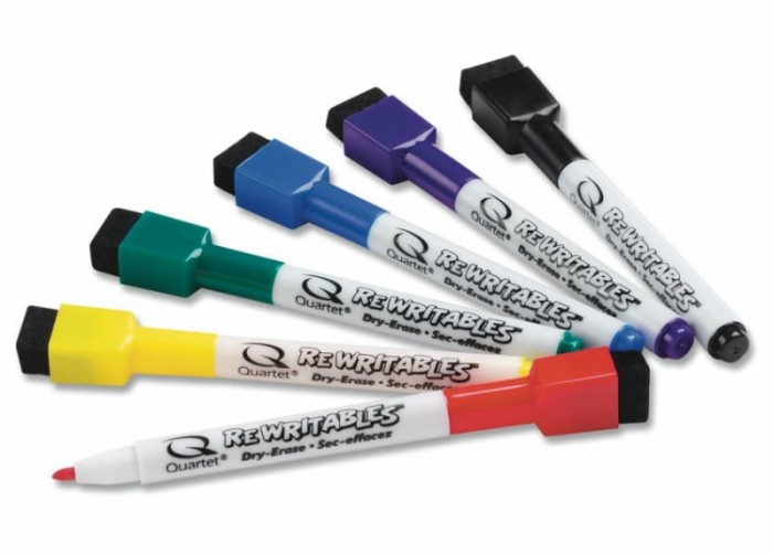 Set de sase mini markere nepermanente cu capac pentru stergere, cerneala non toxica, culori: rosu, galben, verde, albastru, violet, negru  [1]
