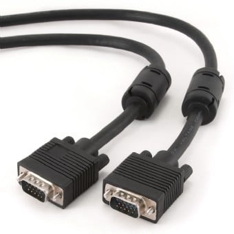 Cablu monitor VGA, conectori DSub 15-pin tata-tata, dublu ecranat, lungime cablu: 1.8m, miez ferita, retail, Negru, GEMBIRD  [1]