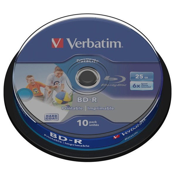 BD-R Verbatim SL DATALIFE 6X 25GB 10PK SPINDLE WIDE PRINTABLE NO ID  [1]