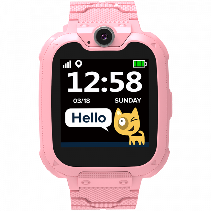 Kids smartwatch, 1.54 inch colorful screen, Camera 0.3MP, Mirco SIM card, 32+32MB, GSM(850/900/1800/1900MHz), 7 games inside, 380mAh battery, compatibility with iOS and android, red, host: 54*42.6*13. [1]