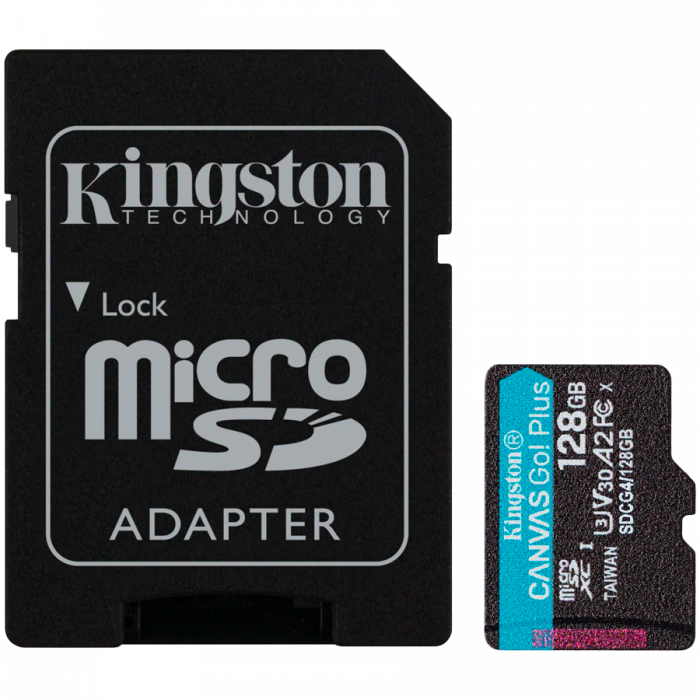 KINGSTON 128GB microSDXC Canvas Go Plus Gen4 200MB/s A2 U3 V30 Card + Adapter [1]