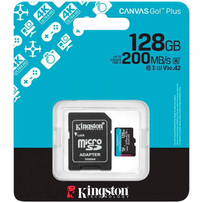 KINGSTON 128GB microSDXC Canvas Go Plus Gen4 200MB/s A2 U3 V30 Card + Adapter [3]