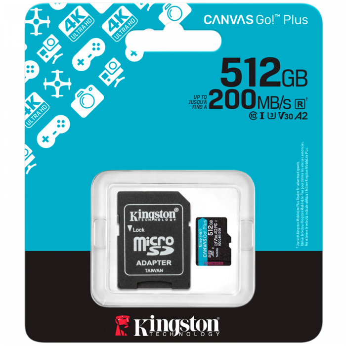 KINGSTON 512GB microSDXC Canvas Go Plus Gen4 200MB/s A2 U3 V30 Card + Adapter [3]
