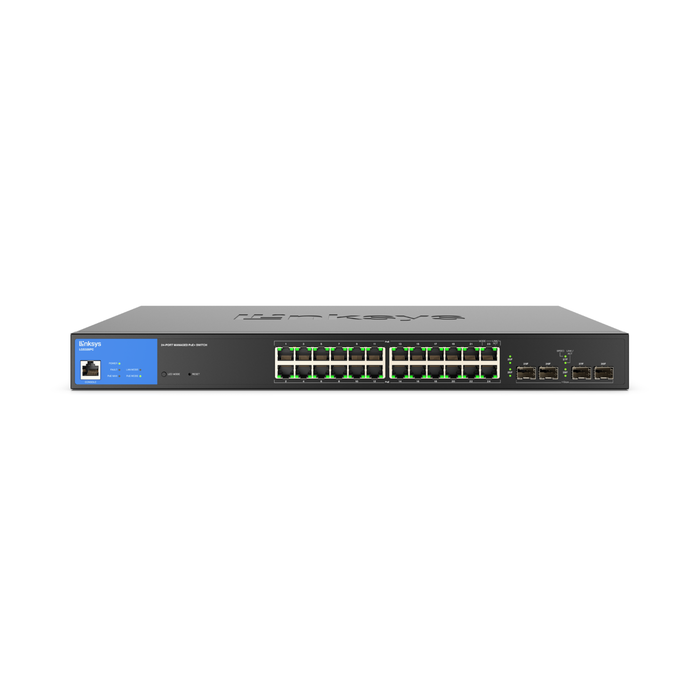 Linksys 24-Port Managed PoE+ Gigabit Switch 4 1G Sfp 250W TAA - Black [7]