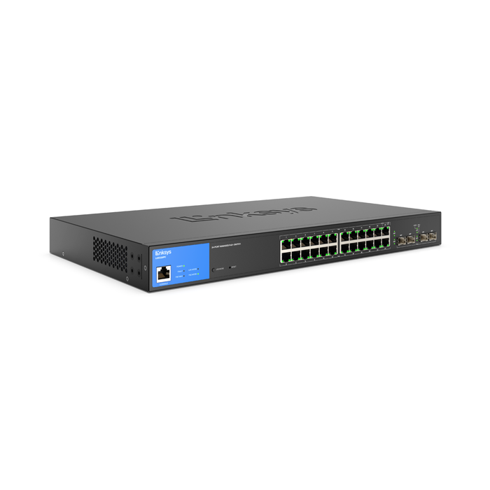 Linksys 24-Port Managed PoE+ Gigabit Switch 4 1G Sfp 250W TAA - Black [3]