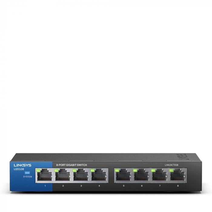 Linksys 8-Port Desktop Gigabit Switch (LGS108) - Black [6]